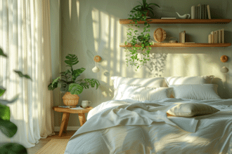 Chambre à coucher optimisée pour confort et fonctionnalité