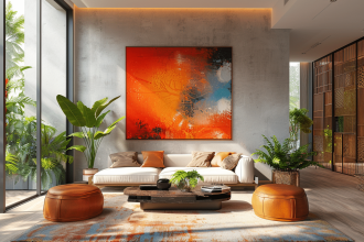 Mur décoré avec des couleurs vives et textures variées