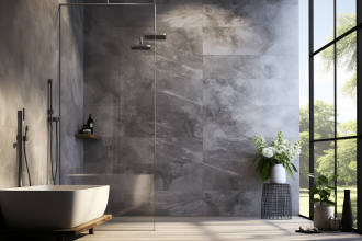 Douche italienne intégrée au sol avec design moderne et accessible