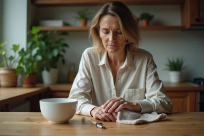 Femme polissant un anneau en argent ancien avec douceur