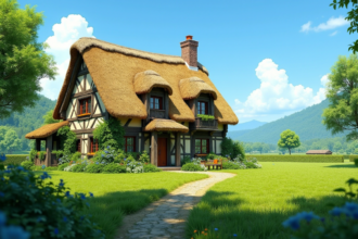Toit en chaume illustrant l'architecture rurale et durable