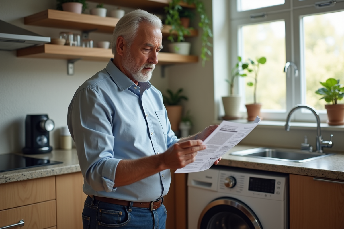 Homme lisant un manuel d