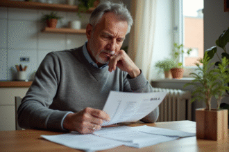 Homme d'âge moyen compare thermostats et factures de chauffage