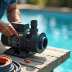 Personne installant un câblage électrique pour une pompe de piscine moderne