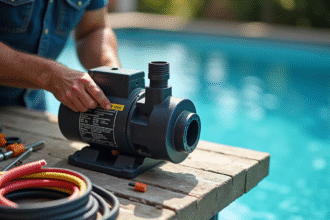 Personne installant un câblage électrique pour une pompe de piscine moderne