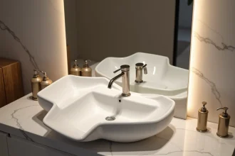 Lave-mains design élégant dans une salle d'eau raffinée