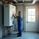 Installation d'un chauffe-eau thermodynamique moderne dans une pièce lumineuse